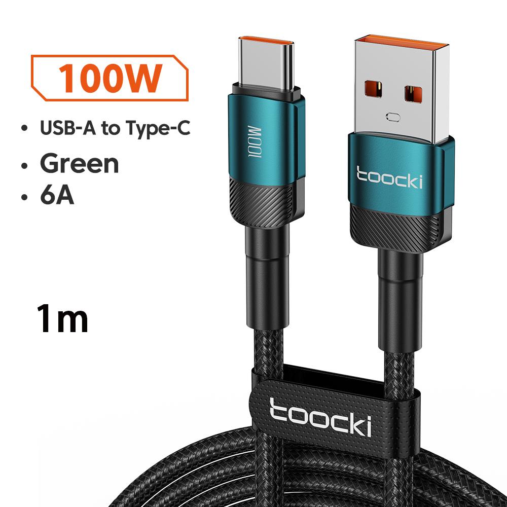 Toocki 6A USB To Type C Cable for Huawei Xiaomi PD 100W Fast Charging Charger USB C Data Cord Quick Charge for Samsung Oneplus 5