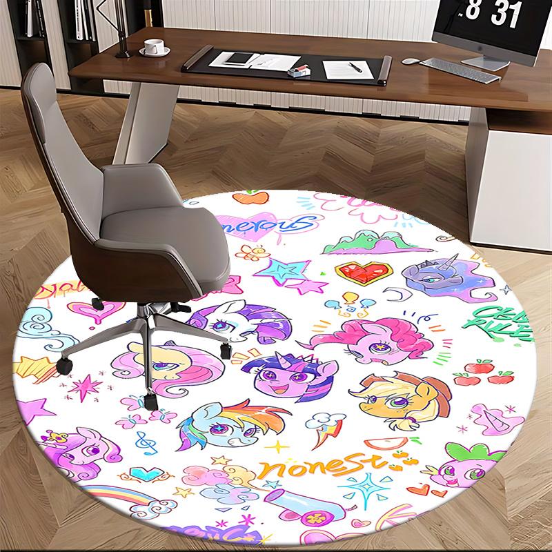 Colorful My Little Pony Chair Mat - Round Carpet for Home Decor, Office Use, Gift Idea, Suitable for Bedroom