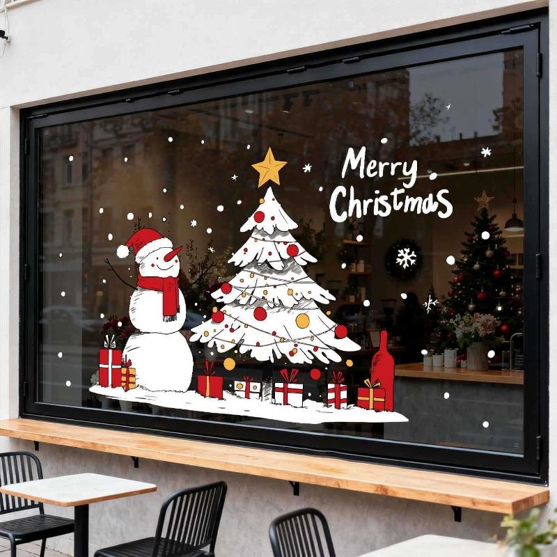 Christmas Decoration Scene, Christmas Snowman Store Window, Window Sticker, Static Electricity Sticker
