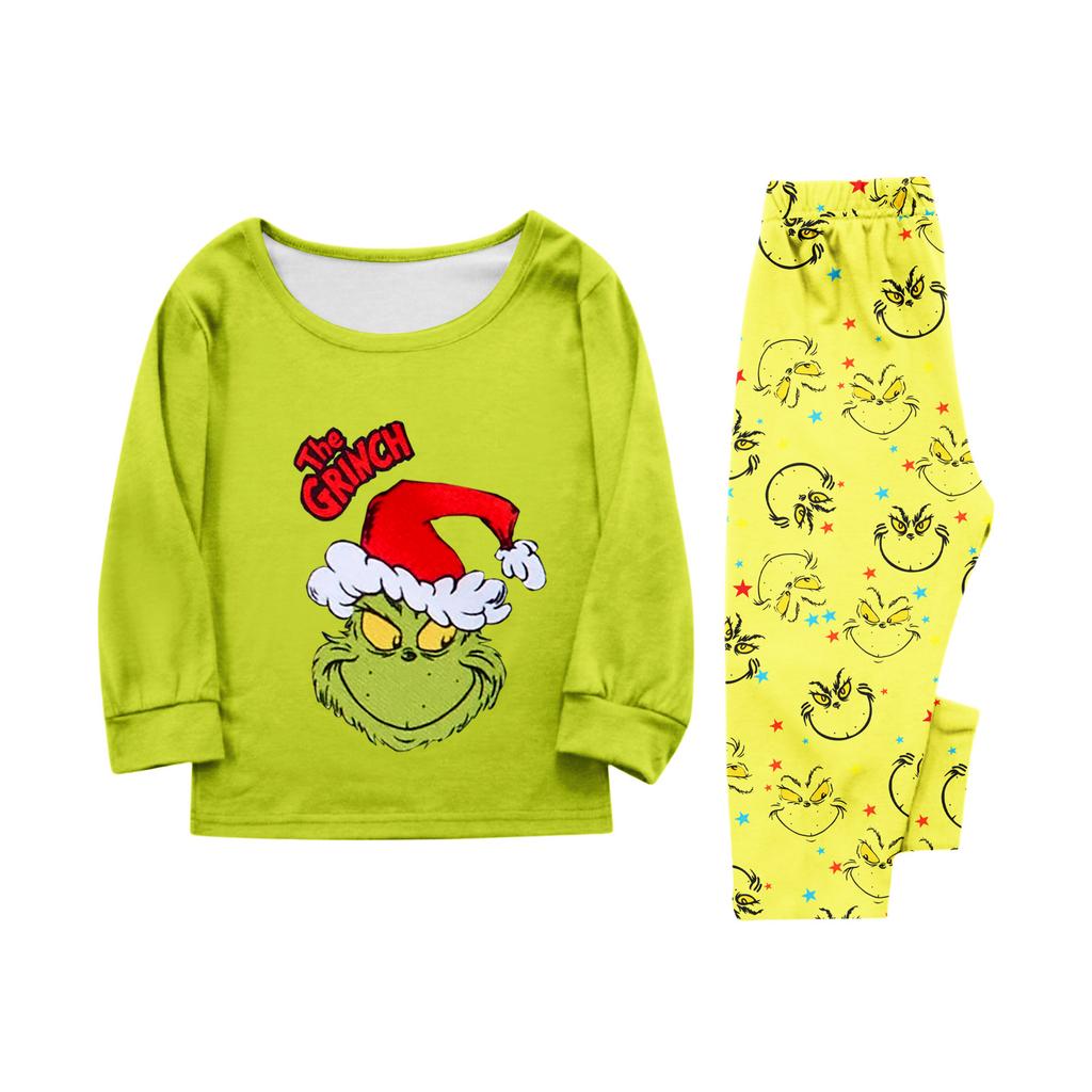 Costum de casă cu imprimeu de Crăciun părinte-copil, bluză cu mâneci lungi și pantaloni