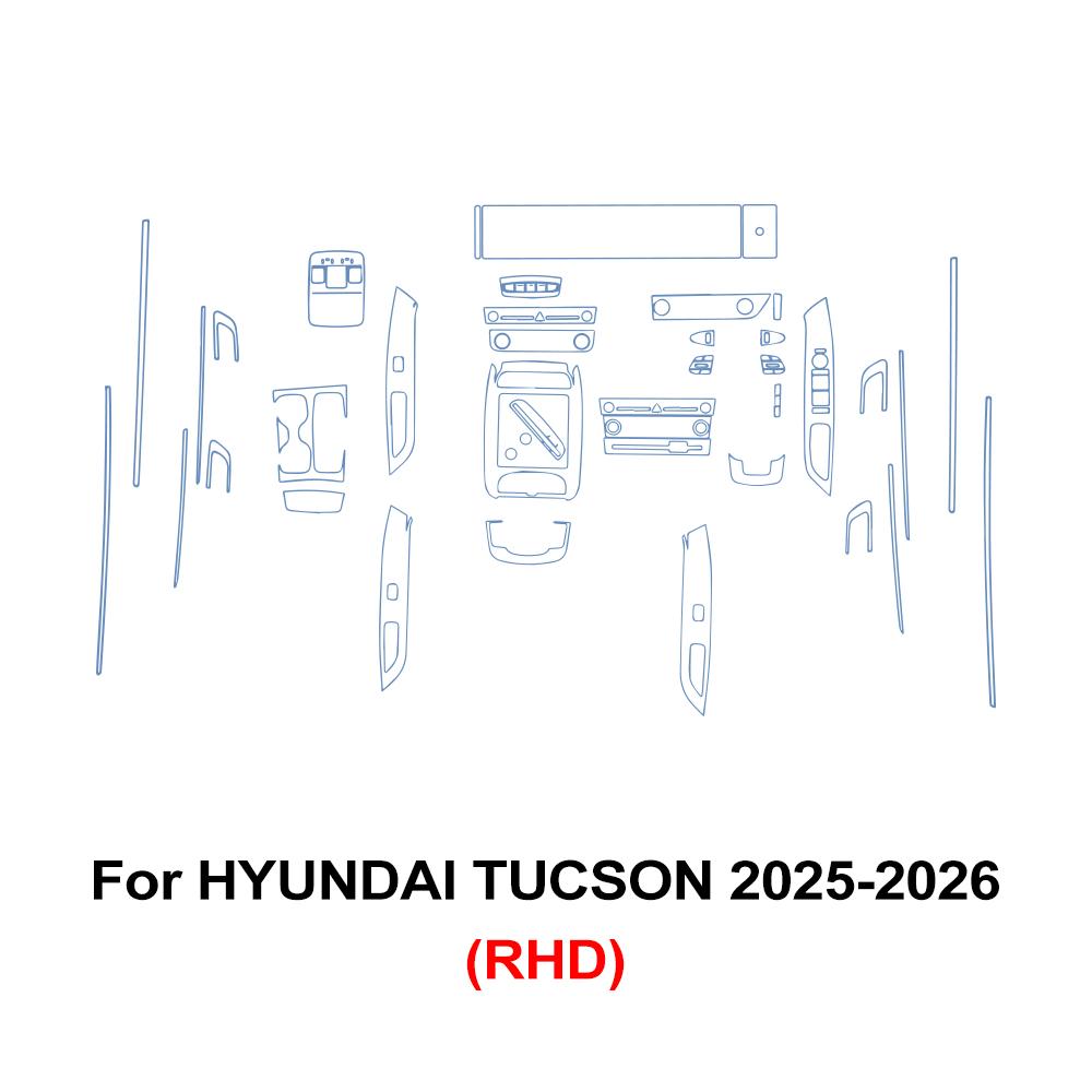 Transparente TPU-Folie für den Autoinnenraum für Hyundai Tucson 2025 2026 Schalthebel-Panel GPS-Navigation Mittelkonsole Vorgeschnitten PPF Zubehör