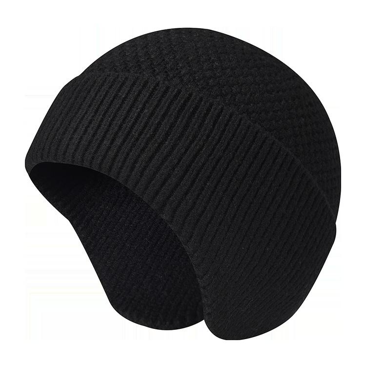 New Style Thickened Knitted Wool Beanie for Men Winter Warmth Pull-Over Hat Cold-Proof Windproof Head Cover Ear-Warming Hat for Men and Women