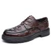 Men's Formal Casual Leather Shoes - Embossed Crocodile Pattern, Genuine Cowhide, Low-Top for Spring Workplace.