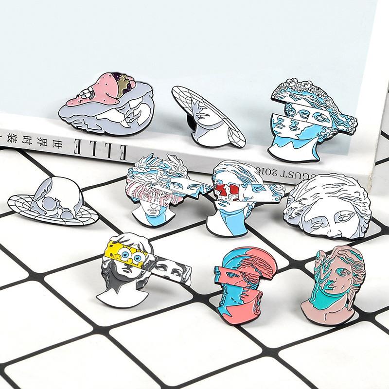 2021 Summer Trendy Skull Brooch Badge Sophisticated Geometric Shape For Men And Women