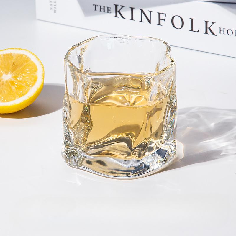 Unique Whisky Glass Irregular Transparent Glass Wine Cup Drinking Glasses for Home Summer Beverage Cup Kitchenware