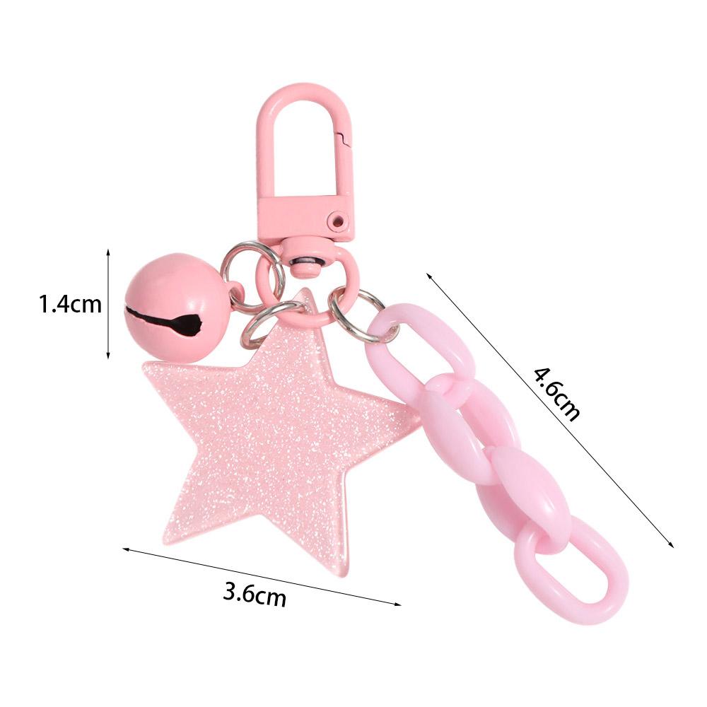 Pink and Black Cartoon  Keychain Ornament Car Key Chain Sweet Glitter Stars Pendant  Women Men
