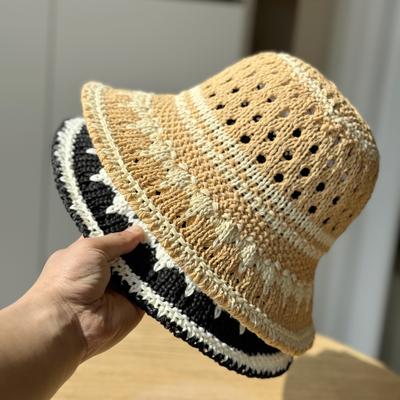 Summer New Straw Hat Women Sunshade Sun Hat Seaside Basin Hat Beach Straw Bucket Hat