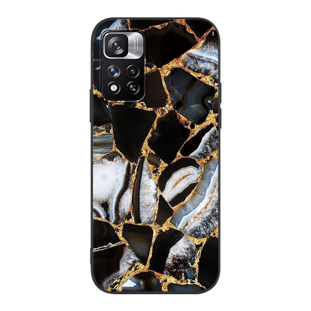 Schicke Marmor-Goldfolienhülle für Xiaomi Redmi Note 9S 9 8 10 11 Pro 9C 9A 7 8T 7A 8A 6A 6 10S Schwarze weiche Silikon-Telefonabdeckung Coque