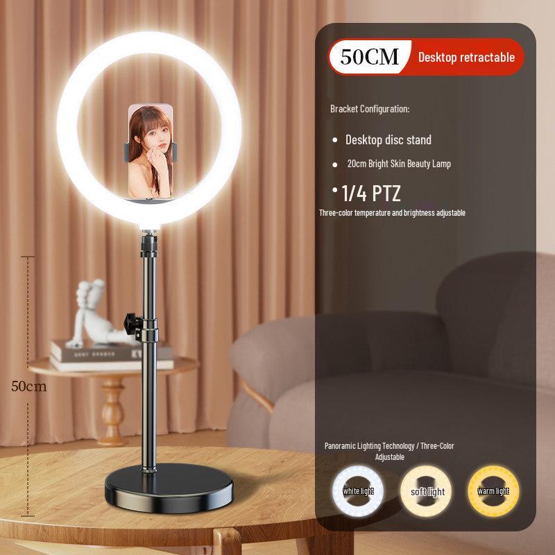 Professional Desktop Ring Light Stand for Streamers - Large Aperture Beauty & Selfie Light