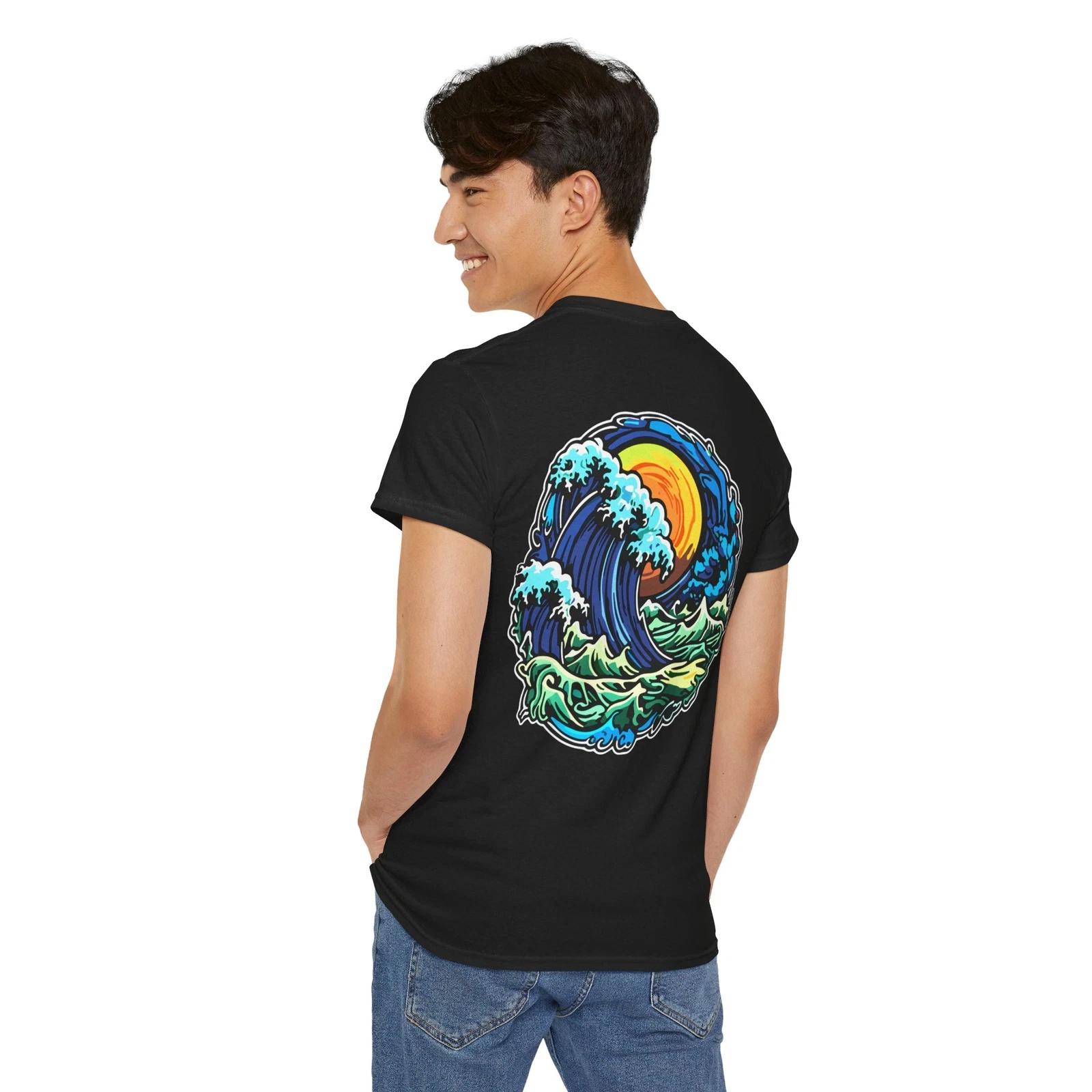 sun beach ocean waves FUN ART GRAPHIC T SHIRT Unisex Heavy Cotton Tee 4XL