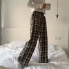 Spring Summer Latest Korean Loose Students High Waist Thin Plaid Pants Wide Leg Pants Casual Straight Pants Streetwear
