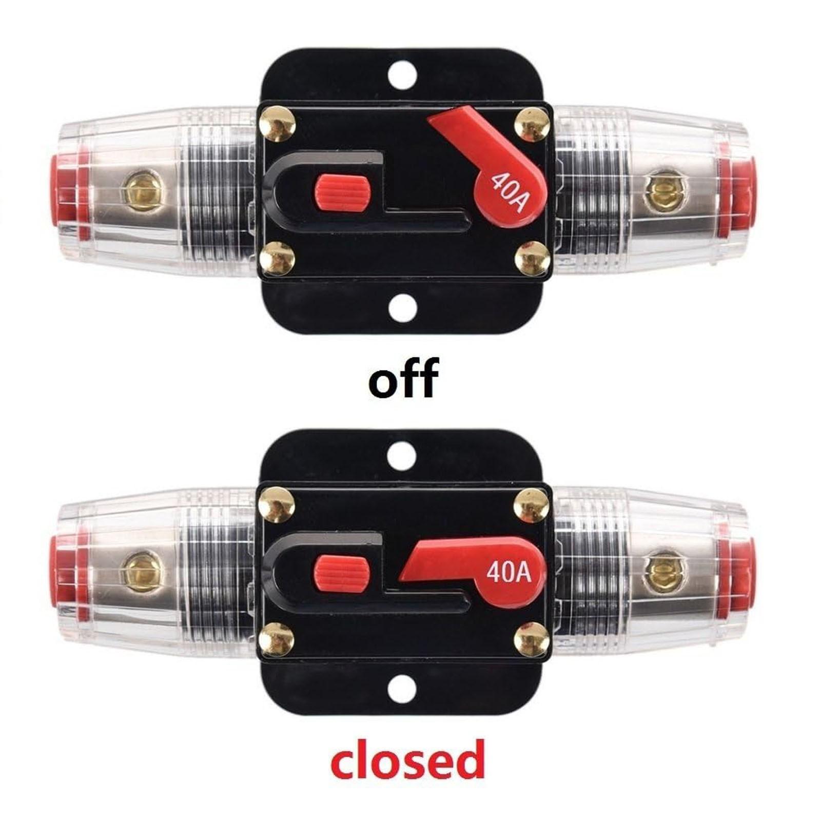 

Держатели 40A 20A 30A 50A 60A 80A 100A 150A Автоматический выключатель для автомобильной аудиосистемы и усилителей Перегрузка Инвертор 12В-24В Замена предохранителей One Size