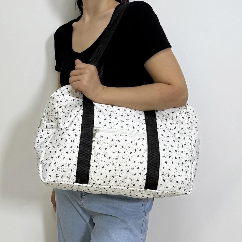 Large Capaci Oulder Bag Sports Fitn Travel Tote Bag Bla Polka Dot Crossbody Faionable Trendy Youth Travel Bag