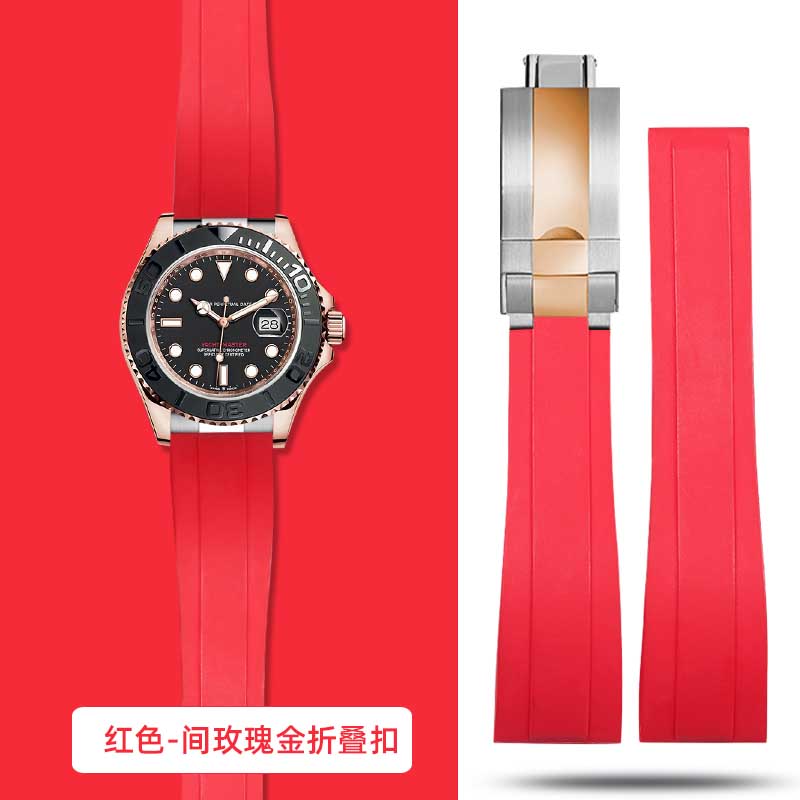 20mm 21mm 22mm For Rolex Daytona Gmt Oyster Tudor Black Bay Omega Watchband Rubber Fold Buckle Watch Strap Silicone Men Bracelet