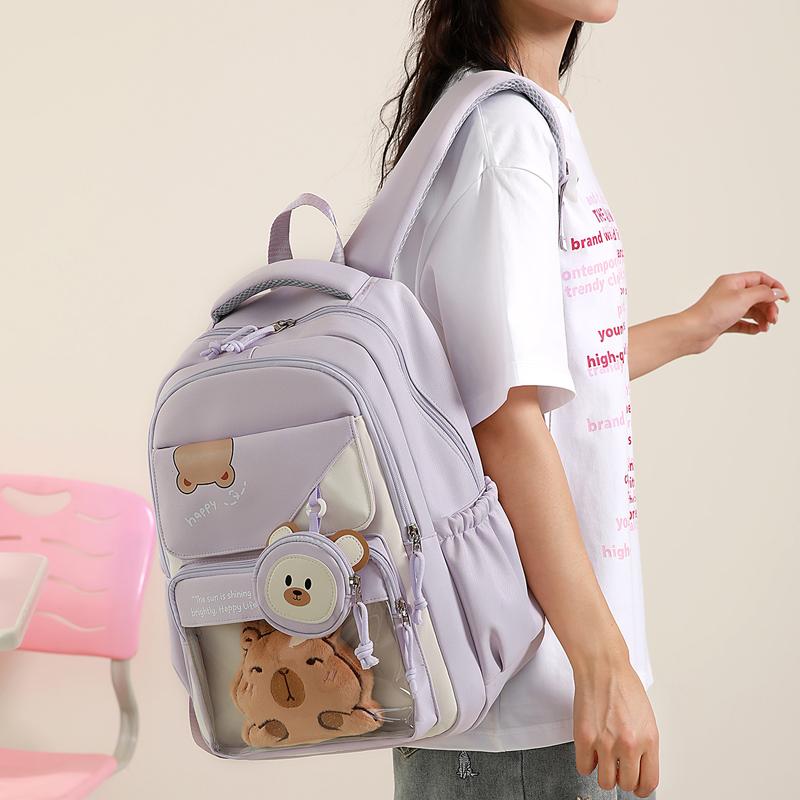 Grade 3-5-6 Student Schoolbag Women's Large Capacity Backpack Cartoon Printed Backpack