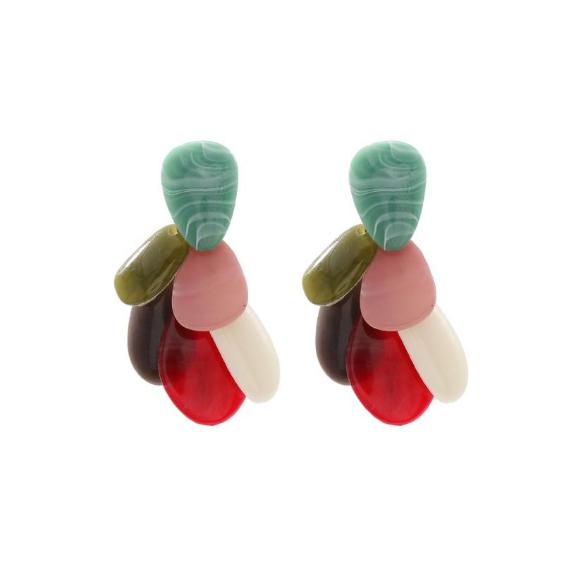 Handmade Geometric Resin Earrings Women Color Block Statement Jewelry 2025 Fashion OL Style