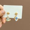 Day Kawaii Sweet Cute Wind Cartoon Stud Earrings Simple Pendant Astronaut Planet Earrings