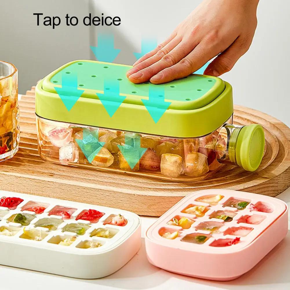 D2 Vertical Ice Cube Tray with Lid Quick Freeze No-Touch Release Easy Press Ice Cube Maker Mold for Whiskey Cocktails Reusable