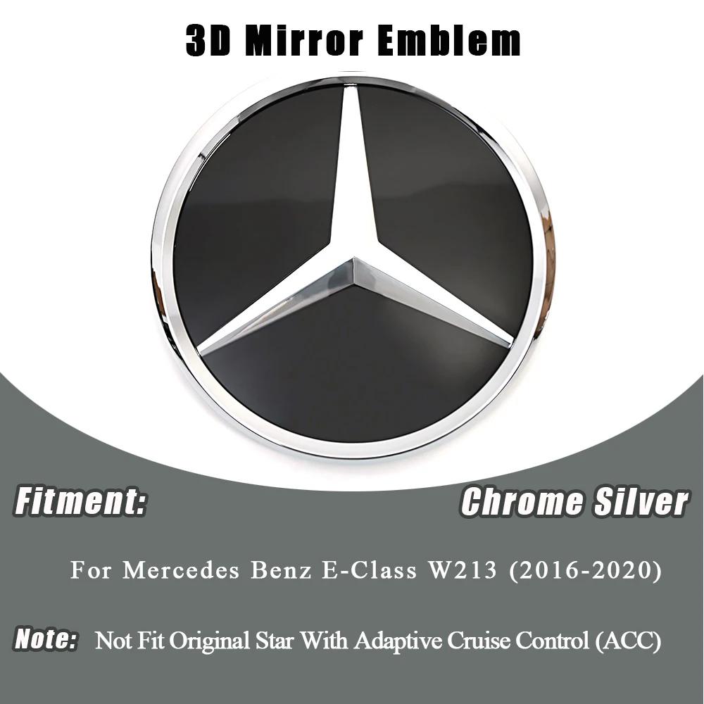 Calandre avant 3D Miroir Étoile Emblème Logo Noir Brillant et Argent Chrome Pour Mercedes Benz Classe E W213 2016-2020 E200 E2