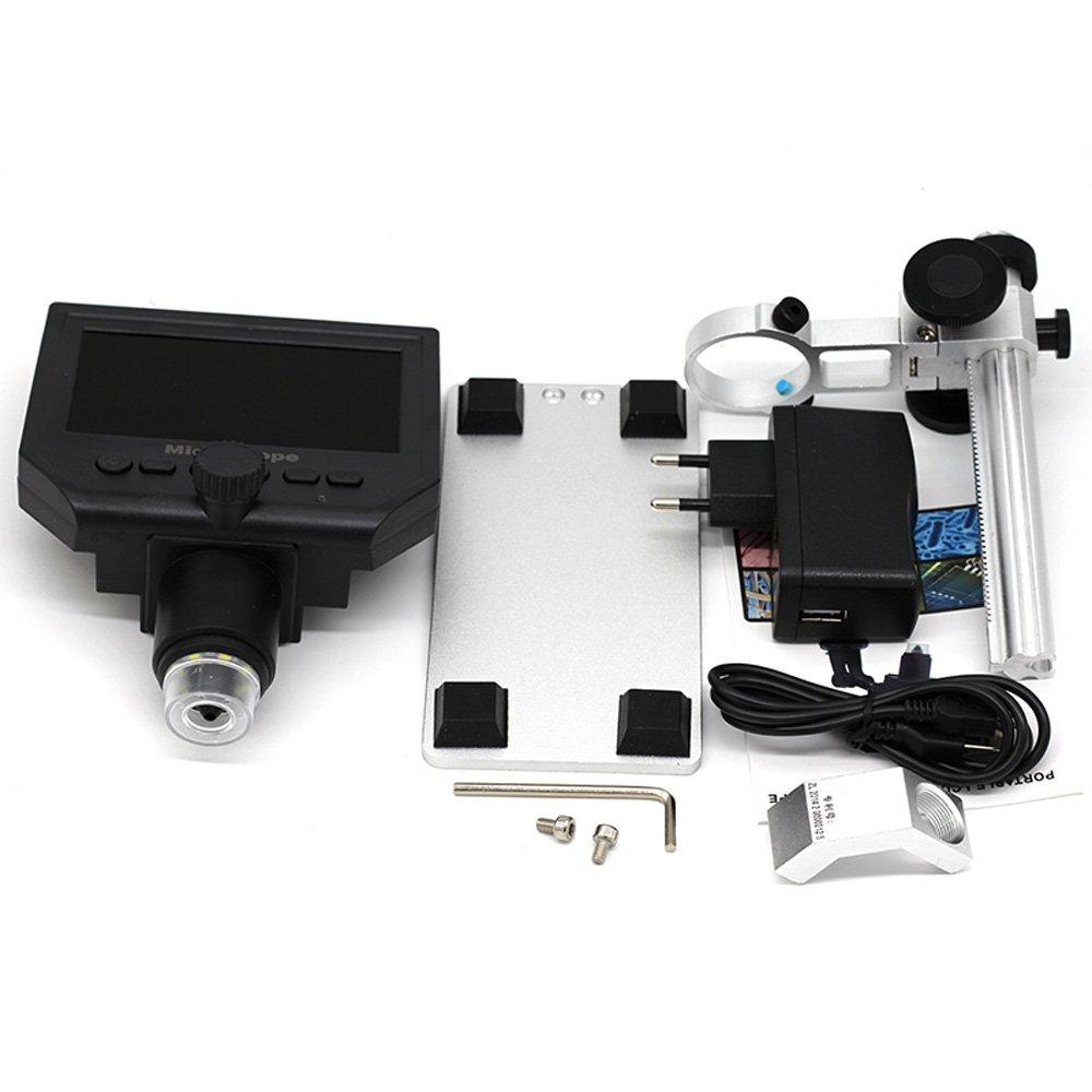 zmart 4.3-inch HD Monitor USB Digital Microscope, 1-600x Magnification, 36,000 Pixels, Portable, 8 LEDs, for PCB Motherboard Repair and Soldering