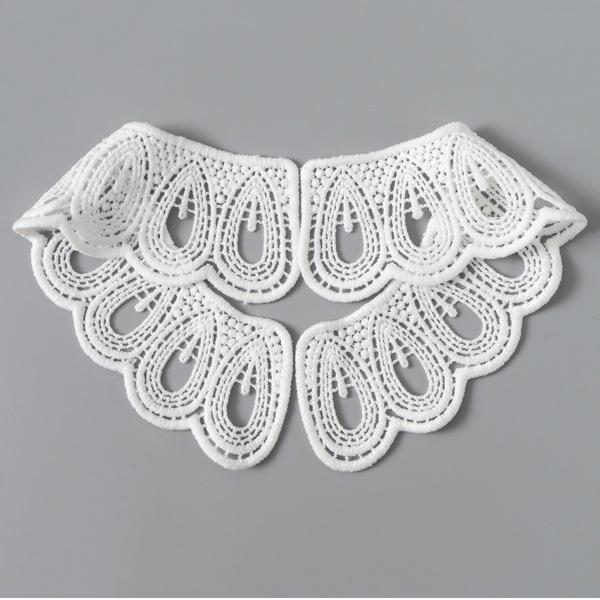 White Neckline Lace Collar Craft Sewing Fabric Venise Motif Applique Trims DIY Craft