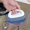 4-piece Cleaning Brush Set with Handles, Including a Scrubbing Pad, Brush, and Bathtub Tile Cleaning Sponge Brush.