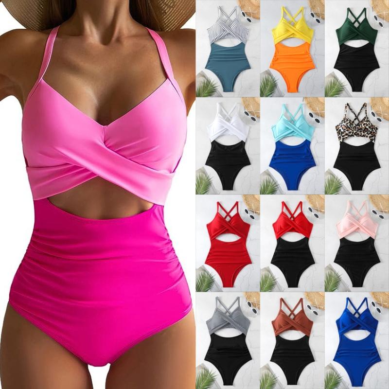 Women’s Sexy Monokini Bathing Suit One-Piece Cut-Out Bikini Swimsuit, Backless Tight-Fit Swimwear