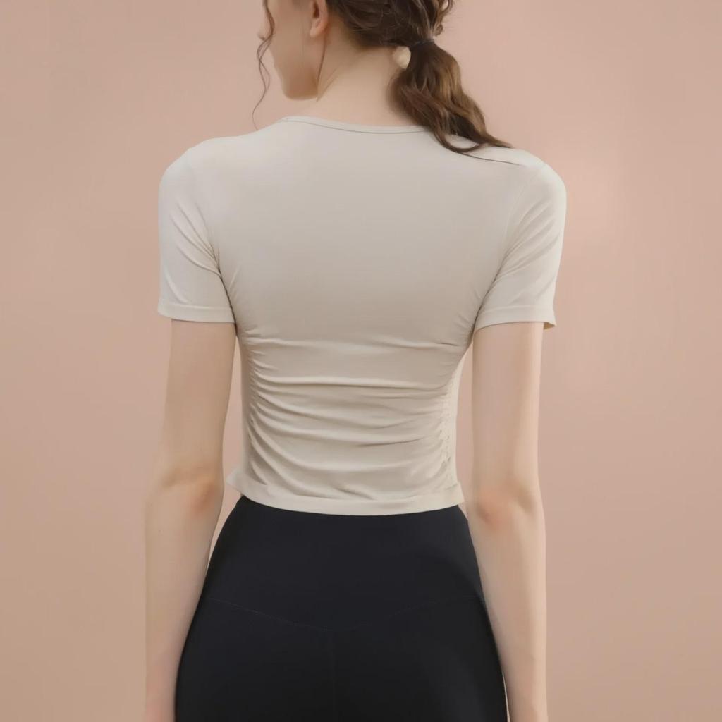 Damen Kurzarm Rundhals Yoga & Fitness Top