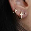Hoop  Silvery Cross Zircon Pendant Earrings for Women Men Punk Hip Hop Piercing Personality Earrings Party Jewelry