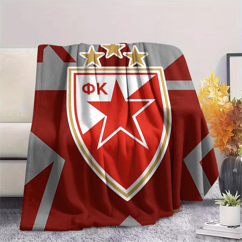Crvena Zvezda Logo FlAannel Blanket, High Quality Comfortable for All Seasons, Home Decor, Warmth and Comfort