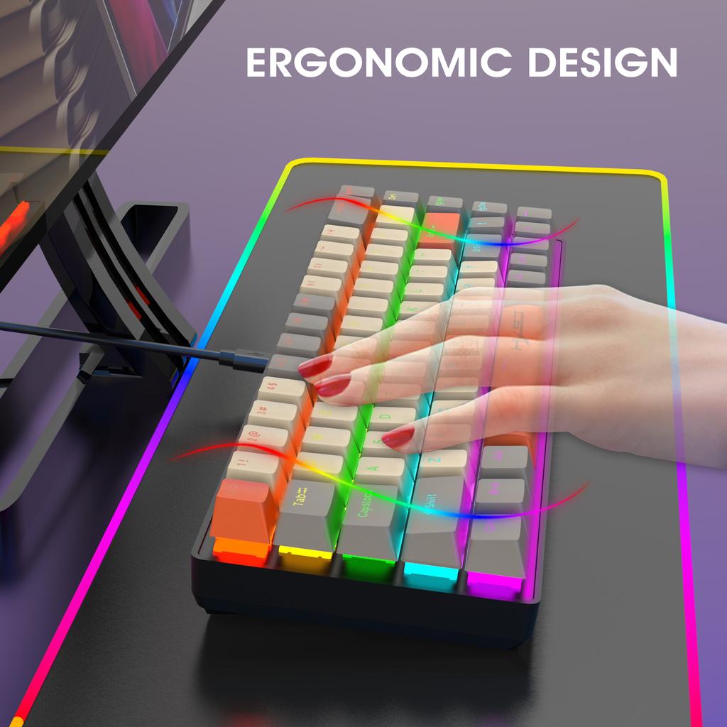 HXSJ K88 Gaming Keyboard 68 Keys Mechanical Wired Keyboard with LED Backlit