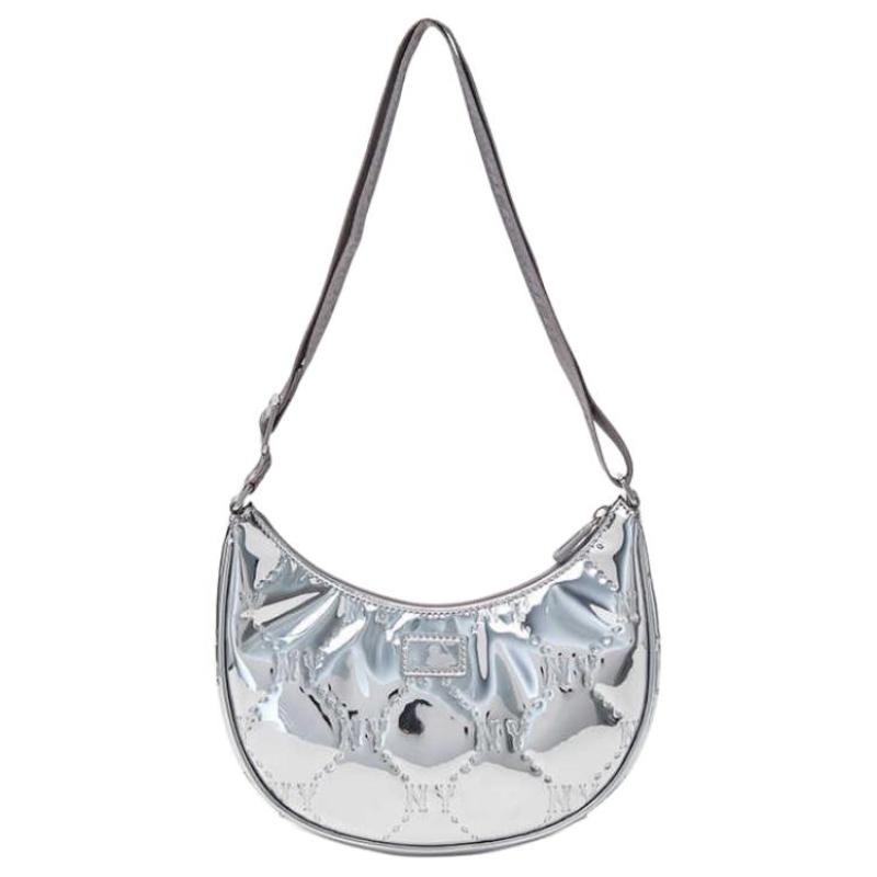 MLB Solid Color Shoulder Bag Women's Silver/Ivory Casual 7ACRMD75N