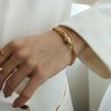 European Style Snake Head Bracelet: Zircon Inlaid, Green Eyes, Hip Hop Chain In 18K Gold-Plated Titanium Steel
