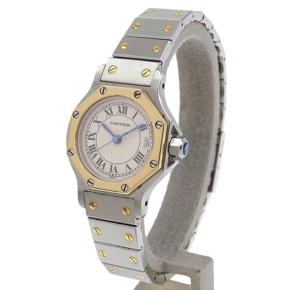 CARTIER Santos Octagon SM Watches cal.87 whiteDial Stainless Steel/YG Quartz Analog display Women Used