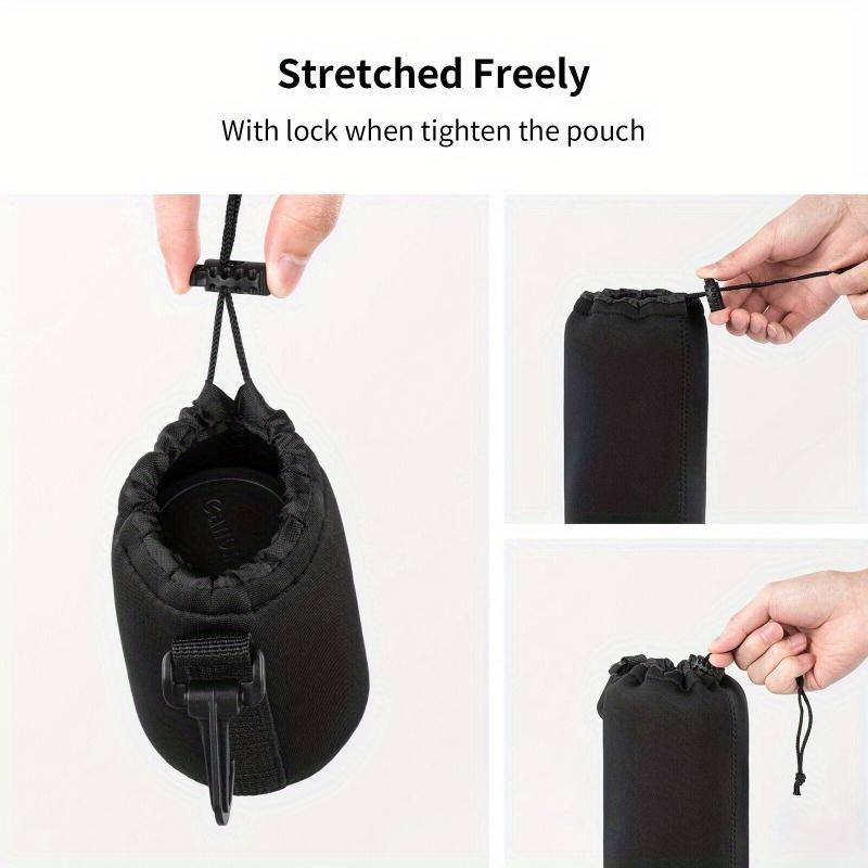 4pcs Soft Neoprene Camera Lens Pouch Bag - Waterproof Drawstring Protector Case Set with Shockproof and Scratch-Resistant Design
