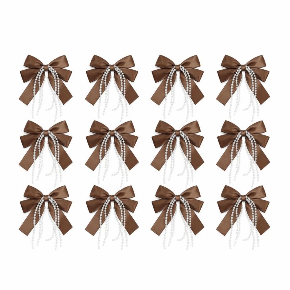 12Pcs/Set Elegant Bowknot Pearl Hanging Pendant Christmas Tree Ornaments Xmas Party Supplies