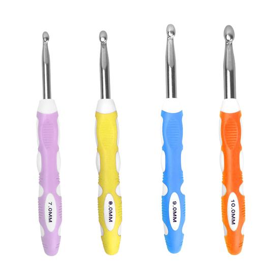 Grand crochet ergonomique avec poignée antidérapante, crochet pour fil épais