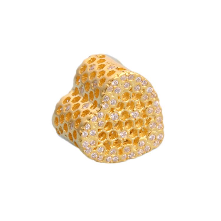 S925 Sterling Silver Gold-Plated Honeycomb Lace Bead Accessories for Women