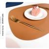 PU Leather Table Mat Imitation Cowhide Pattern Flatware Place Pad Modern Placemats  Home Decor