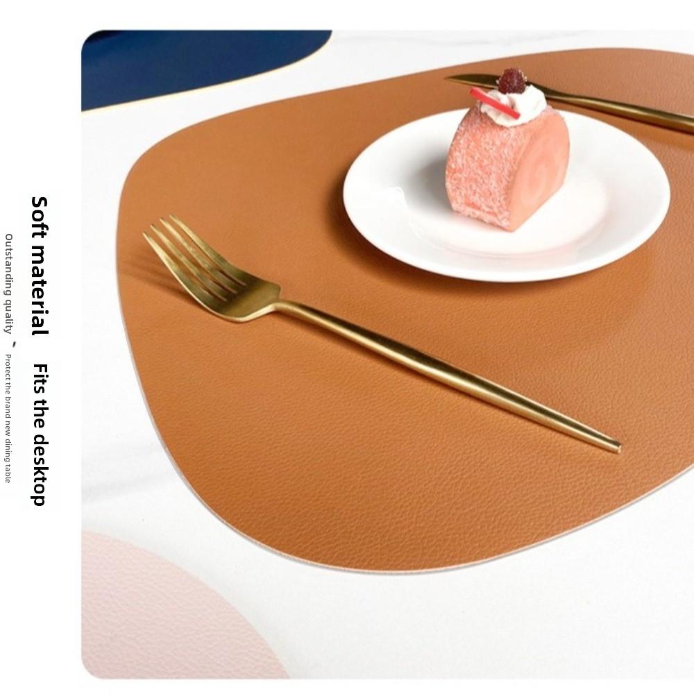 PU Leather Table Mat Imitation Cowhide Pattern Flatware Place Pad Modern Placemats  Home Decor