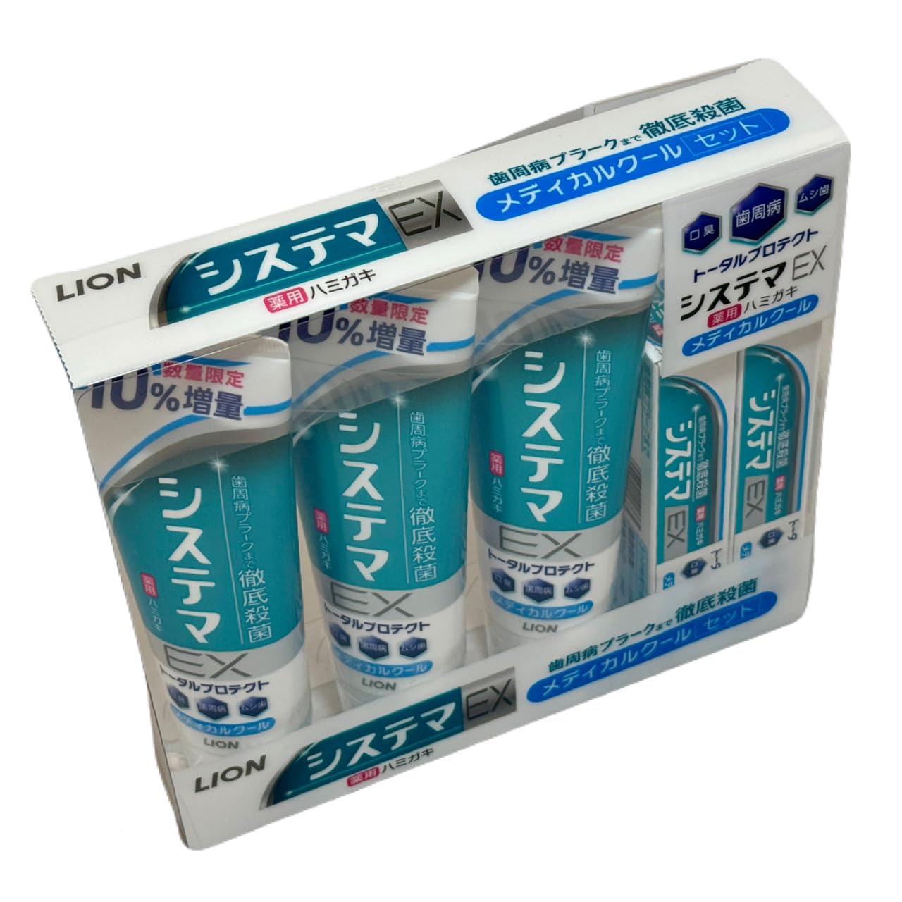 

[Квази-лекарственное средство] Systema EX Medical Cool Total Protect Зубная паста 143 г x 3 флакона + 30 г x 2 флакона Ограниченный набор (Предотвращает пародонтит, плохой