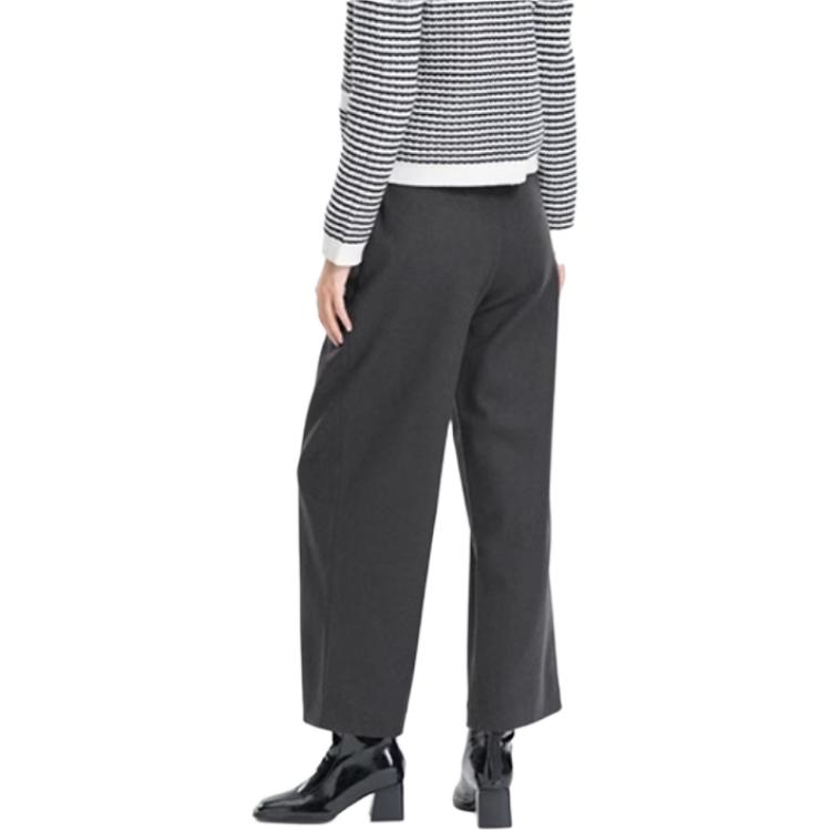 Uniqlo X CDC Collaboration FW23 Velvet Knit Pleated Wide Leg Casual Pants Women Bottoms Dark-Gray 463706-08