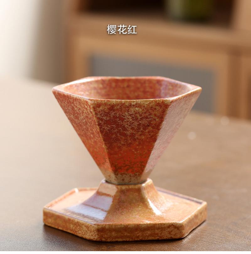 Retro Coffee Cup Creative Hexagonal Cup Light Luxury Coarse Pottery Mug Handmade Cup Nordic Design Cone Cup
