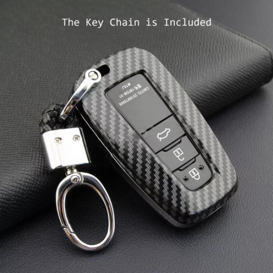 Carbon Fiber Smart Key Fob Cover Case For Toyota RAV4 Camry CHR Prado Avalon