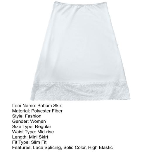 High-Waisted Bottom Skirt Solid Color Soft Breathable Fabric Slimming Skirt with Lace
