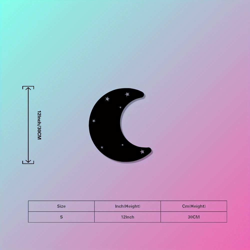 Black Metal Crescent Moon and Stars Wall Art, Boho Celestial Night Sky Decor, Minimalist Iron Art for Bedroom Living Room, Housewarming Gift S/30cm/12inch