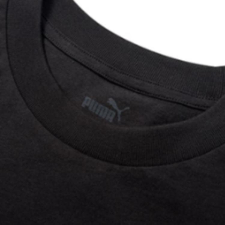 Puma American Retro Letter Logo Print Crew Neck Pullover Short Sleeve T-Shirt Women T-Shirts Black 676682-01