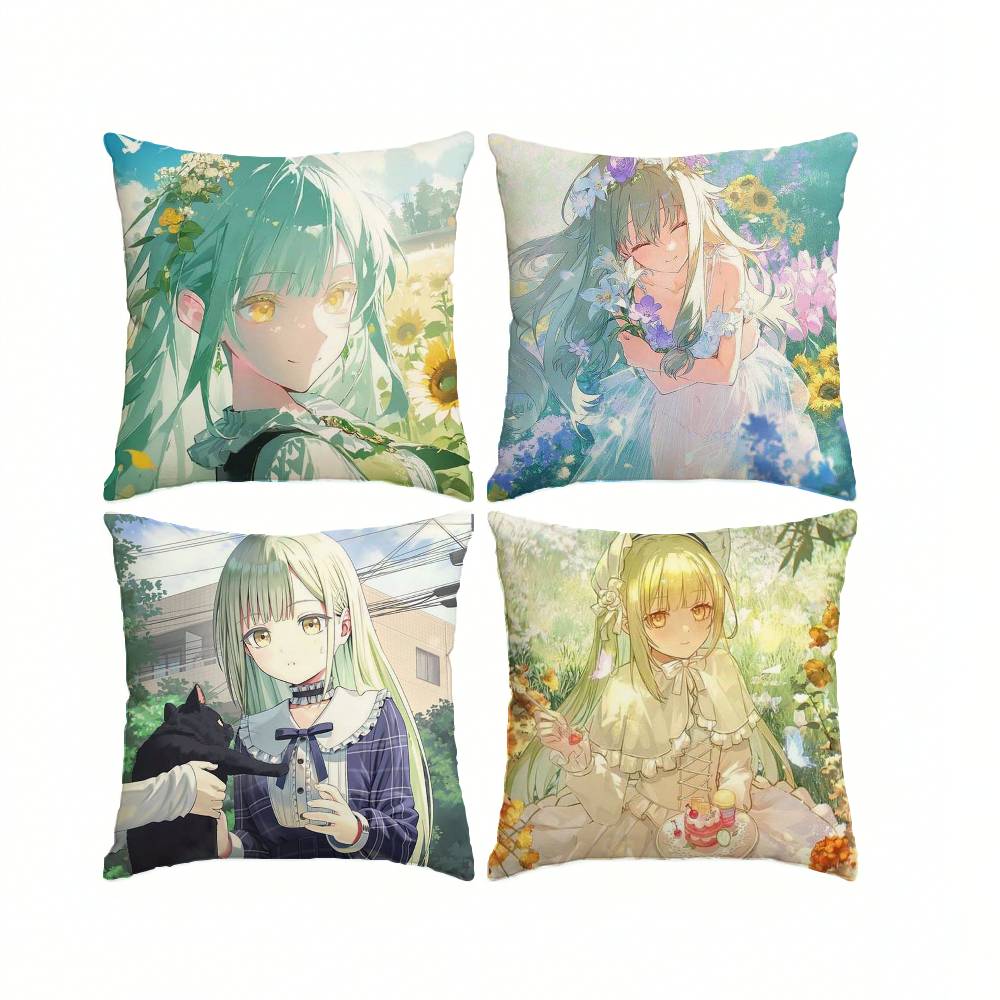 B-BanG Dream M-Mutsumi Wakaba Cute Pillow Case Square Double-Sided Sofa Cushion Cover Bedroom Bedside Pillow