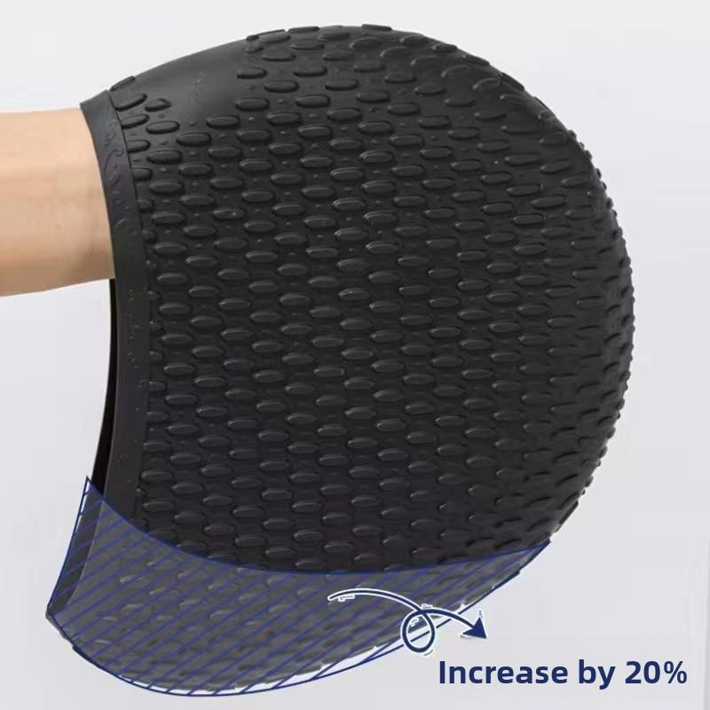 Silicone Water Drop Swimming Cap, Enlarged Bubble Swimming Cap, Super Elastic Waterproof Ear Protector, Large Long Hair Does Not Restrain The Head. чёрный