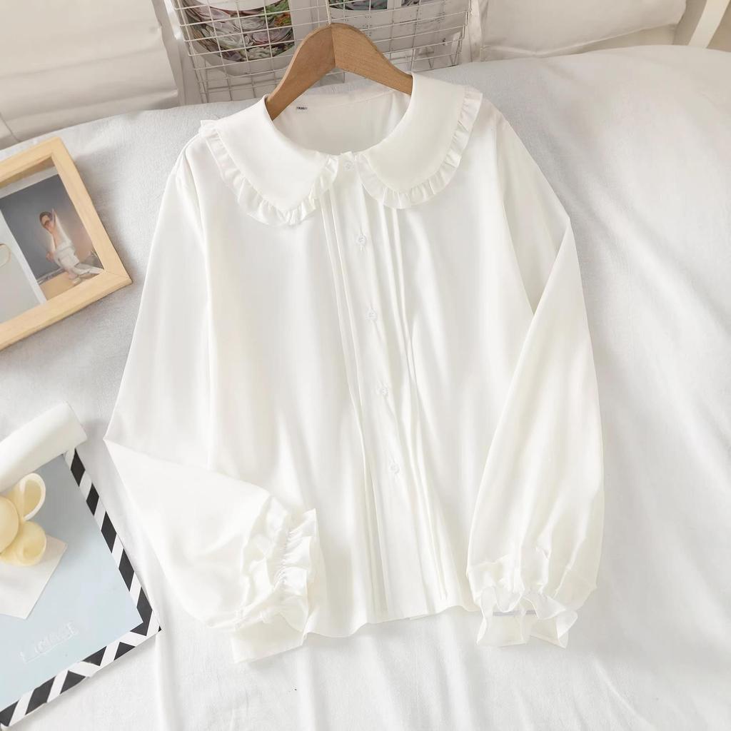 Southeast Asia-Japan-Korea Doll Collar Ruffle Lace Shirt - Women's Academy Style